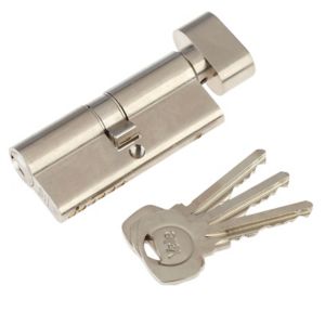 Image of Yale Satin Nickel-plated Single Euro Thumbturn Cylinder lock (L)70mm (W)29mm