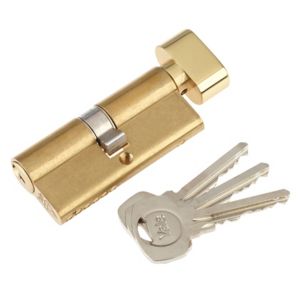 Image of Yale Brass-plated Single Euro Thumbturn Cylinder lock (L)70mm (W)29mm
