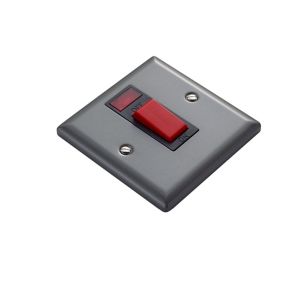 Image of Volex 45A Grey Pewter effect Cooker Switch