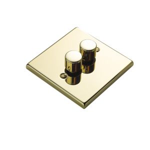 Image of Volex 2 way Double Brass effect Dimmer switch