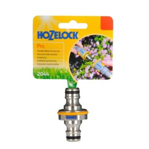 Image of Hozelock Pro Double male Yellow Hose pipe connector