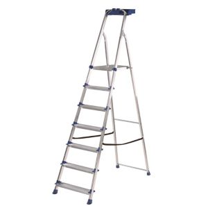Image of Werner 7 tread Aluminium & steel Platform step Ladder (H)2.12m