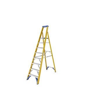 Image of Werner 8 tread Aluminium & fibreglass Platform step Ladder (H)2.48m