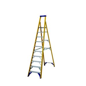 Image of Werner 9 tread Aluminium & fibreglass Platform step Ladder (H)2.94m