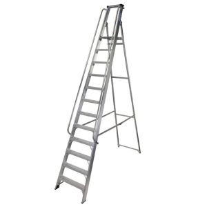 Image of Werner 11 tread Aluminium Platform step Ladder (H)3.16m