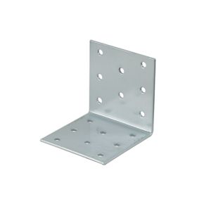 Image of Abru Silver effect Powder-coated Steel Perforated Angle bracket (L)60mm