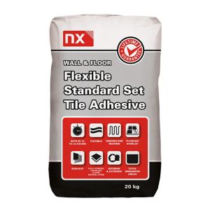 Image of NX Standard set Grey Floor & wall Tile Adhesive 20kg