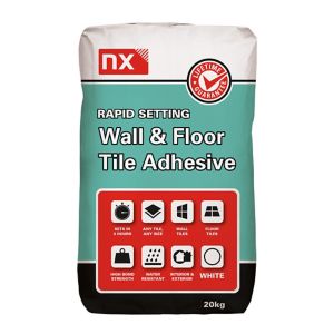 Image of NX Rapid set Ready mixed White Floor & wall Tile Adhesive 20kg