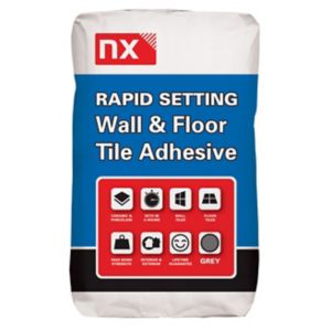 Image of NX Rapid set Grey Floor & wall Tile Adhesive 15kg