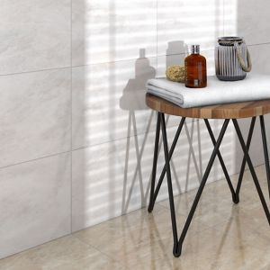 Image of Illusion White Gloss Marble effect Ceramic Floor tile Pack of 10 (L)360mm (W)275mm