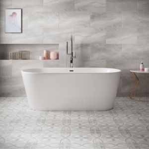 Image of Perla Grey Stone effect Ceramic Floor tile Pack of 5 (L)600mm (W)300mm