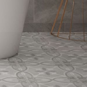 Image of Perla Grey Patterned effect Ceramic Floor tile Pack of 11 (L)300mm (W)300mm