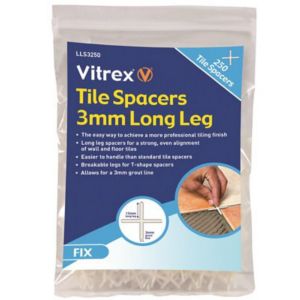 Image of Vitrex LLS3250 Plastic 3mm Tile spacer Pack of 250