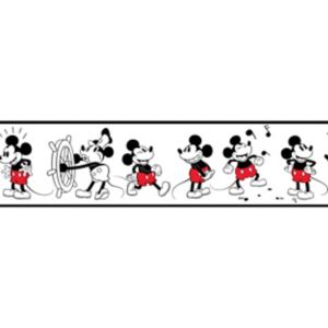 Image of GoodHome Cardus Black & white Mickey Mouse Smooth Border