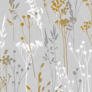 Image of Superfresco Easy Grey & yellow Floral Textured Wallpaper