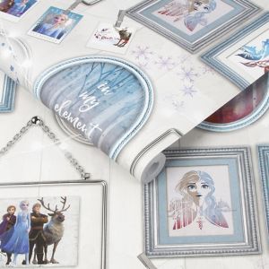 Image of Disney Frozen Multicolour Frames Metallic effect Wallpaper