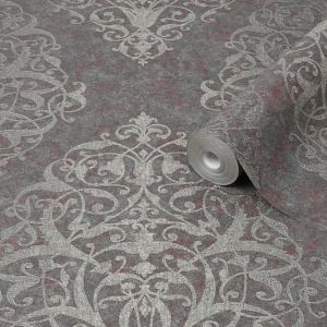 Image of Graham & Brown Boutique Maroon Shiraz Metallic effect Textured Wallpaper