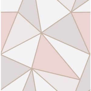 Fine Decor Fine Décor Apex Geometric Rose Gold Effect Smooth Wallpaper Sample