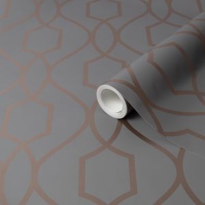 Fine Decor Fine Décor Apex Charcoal Geometric Metallic Effect Smooth Wallpaper Sample
