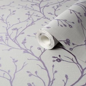 Fine Decor Fine Décor Laurel Mauve Floral Smooth Wallpaper Sample