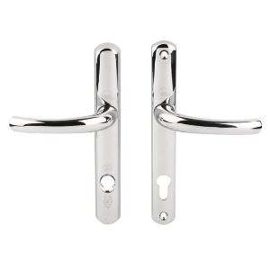 Image of Yale Platinum security Polished Chrome effect Stainless steel Curved Lock Door handle