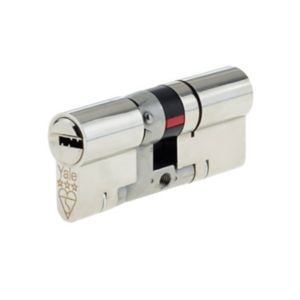 Image of Yale Platinum Nickel-plated Brass Single Euro Cylinder lock (L)70mm