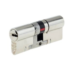 Image of Yale Platinum Nickel-plated Brass Single Euro Cylinder lock (L)95mm