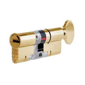 Image of Yale Platinum Brass Single Euro Thumbturn Cylinder lock (L)80mm