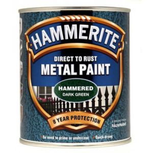 Image of Hammerite Dark green Hammered effect Metal paint 0.75L