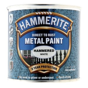 Image of Hammerite White Hammered effect Metal paint 0.25L