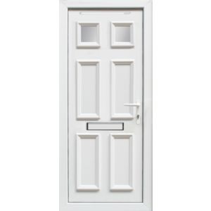 Image of 6 panel Frosted Glazed White uPVC LH External Front Door set (H)2055mm (W)840mm