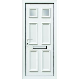 Image of 6 panel Frosted Glazed White uPVC RH External Front Door set (H)2055mm (W)840mm