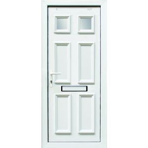 Image of 6 panel Frosted Glazed White uPVC RH External Front Door set (H)2055mm (W)920mm