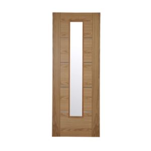 Image of 5 panel Glazed Flush Oak veneer LH & RH Internal Door (H)1981mm (W)762mm