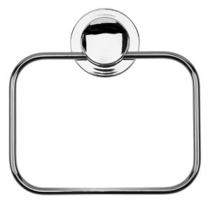 Image of Croydex Stick'n'Lock Plus Wall mounted Chrome effect Towel ring (W)25mm