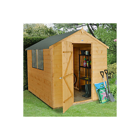 8x6 Forest Apex roof Shiplap Wooden Shed Base included 