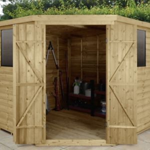 Forest Garden 7X7 Pressure Treated Overlap Wooden Shed With Floor Natural Timber