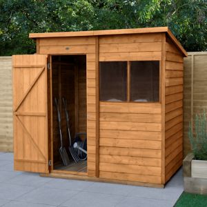 Image of Forest Garden 6x4 Pent Overlap Timber Shed (Base included)