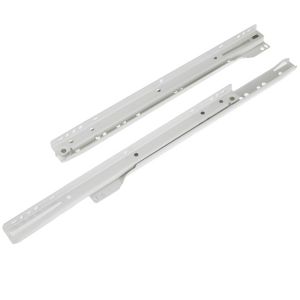 Image of Rothley White Self close Bottom-fixed Steel Drawer runner (L)550mm Pack of 2