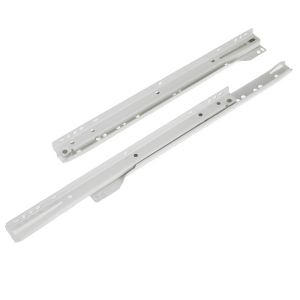 Image of Rothley White Self close Bottom-fixed Steel Drawer runner (L)500mm Pack of 2
