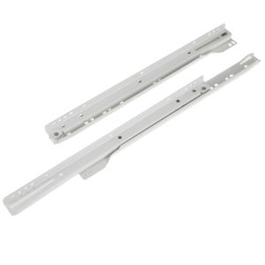 Image of Rothley White Self close Bottom-fixed Steel Drawer runner (L)350mm Pack of 2