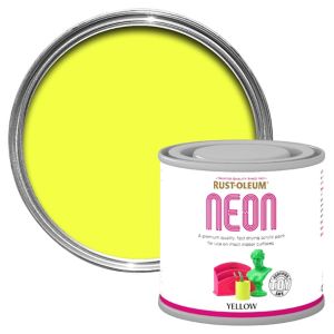 Image of Rust-Oleum Yellow Matt Multi-surface Neon paint 125ml