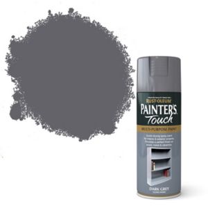 Image of Rust-Oleum Painter's touch Dark grey Gloss Multi-surface Decorative spray paint 400ml