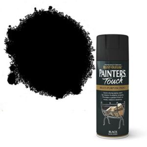 Image of Rust-Oleum Painter's touch Black Satin Multi-surface Decorative spray paint 400ml