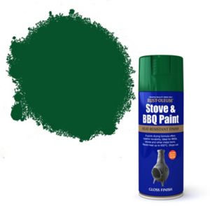 Image of Rust-Oleum Stove & bbq Green Matt Multi-surface Spray paint 400ml