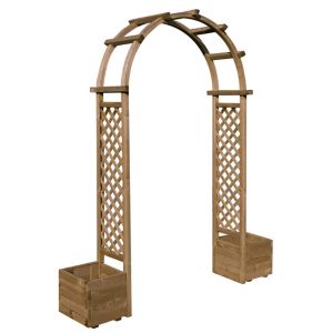 Image of Rowlinson Round top Softwood Arch with Planters