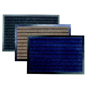 Image of Primeur Stripe barrier Blue beige & grey Polypropylene Door mat (L)1.2m (W)0.8m