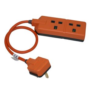 Image of Masterplug 2 socket 13A Orange Extension lead 0.5m