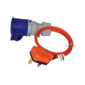 Image of Masterplug 1 Socket 13 A Mains converter lead hook-up adaptor 0.5 m Orange
