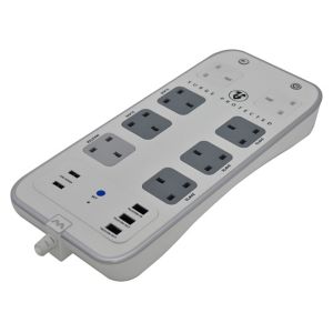 Image of Masterplug 8 socket 13A White Extension lead 2m